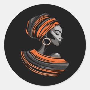Etnische Kente Doek Hoofd Wrap Mooie Vrouw Afrika Ronde Sticker