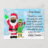 Etnische Kerstman en Elf in Facemask Brieven aan K Feestdagenkaart (Voorkant)