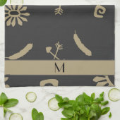 Etnische keukenhanddoeken voor zwarte en beige vin (Gevouwen)