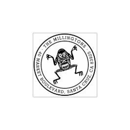 Etnische kikker | Ronde familienaam & retouradres Rubberstempel