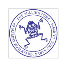 Etnische kikker | Ronde familienaam & retouradres