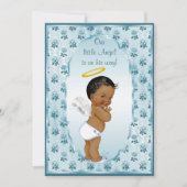 Etnische kleine jongen engel blauwe Rozen Baby sho Kaart (Voorkant)