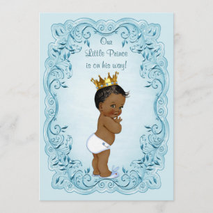 Etnische kleine prins blauw verlaat Baby shower Kaart