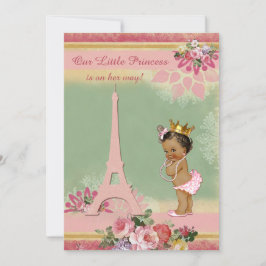 Etnische kleine prinses Eiffeltoren Baby shower Kaart