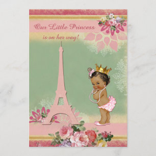 Etnische kleine prinses Eiffeltoren Baby shower Kaart