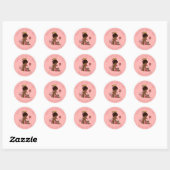 Etnische kleine prinses op telefoon roze Baby show Ronde Sticker (Vel)