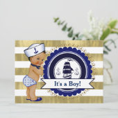 Etnische kleine zeeman jongen nautisch Baby shower Kaart (Staand voorkant)