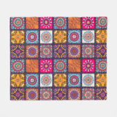 Etnische kleurige mandalstijlpatronen fleece deken (Voorkant (Horizontaal))