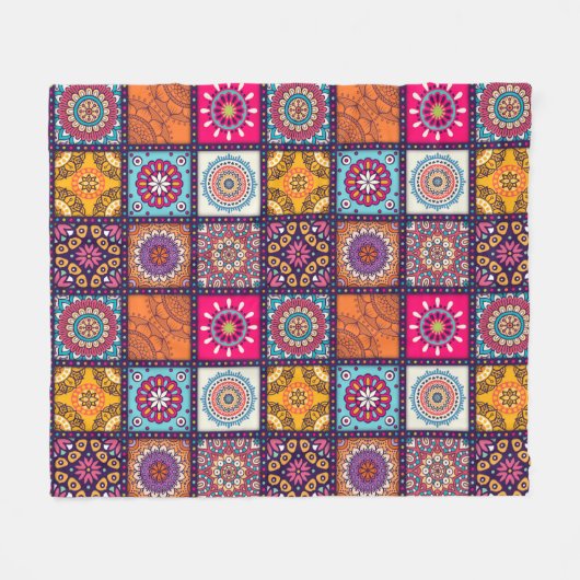 Etnische kleurige mandalstijlpatronen fleece deken (Voorkant (Horizontaal))