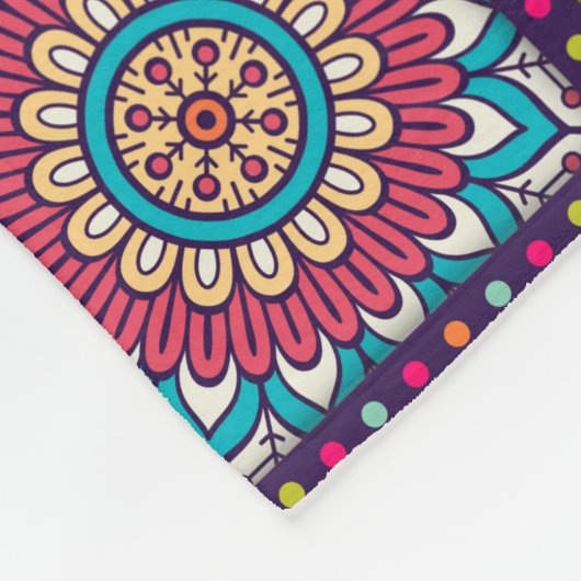 Etnische kleurige mandalstijlpatronen fleece deken (Hoek)