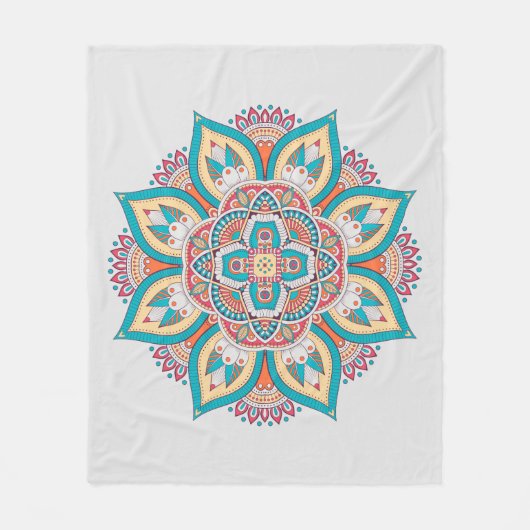 Etnische kleurige mandalstijlpatronen fleece deken (Voorkant)