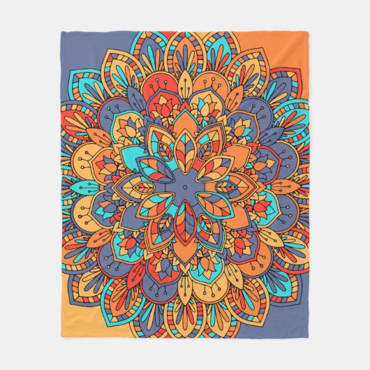 Etnische kleurige mandalstijlpatronen fleece deken (Voorkant)