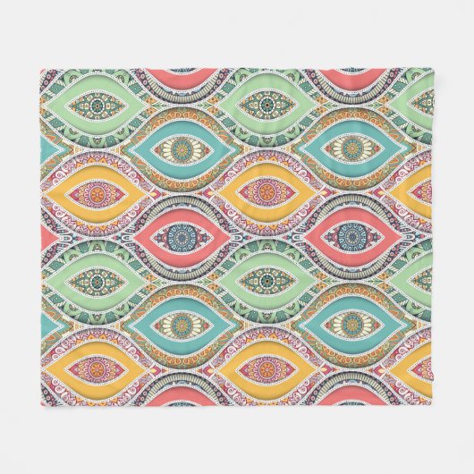 Etnische kleurige mandalstijlpatronen fleece deken (Voorkant (Horizontaal))