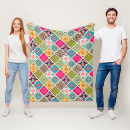 Etnische kleurige mandalstijlpatronen fleece deken