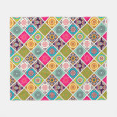 Etnische kleurige mandalstijlpatronen fleece deken (Voorkant (Horizontaal))