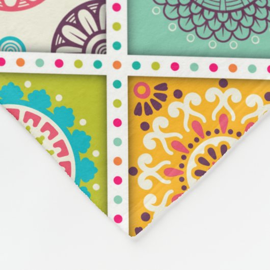 Etnische kleurige mandalstijlpatronen fleece deken (Hoek)