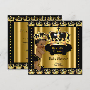 Etnische Koninklijke Prins Baby Shower Zwarte Goud Kaart