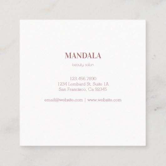 Etnische koraalflorale Mandala Vierkante Visitekaartje (Achterkant)