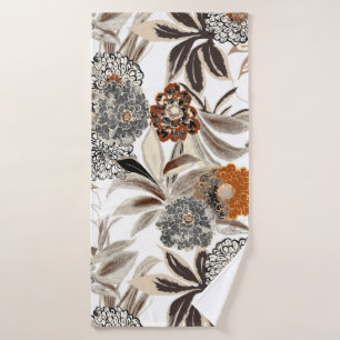 Etnische kunstbloemen en -bladeren badhanddoek