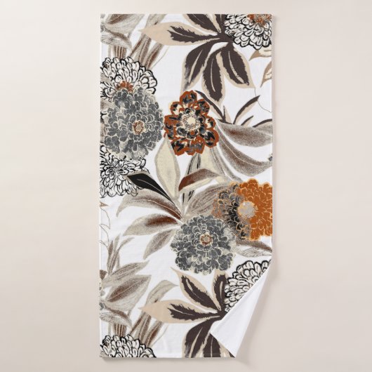 Etnische kunstbloemen en -bladeren badhanddoek (Badhanddoek)