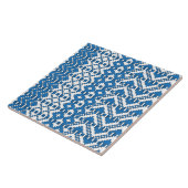 Etnische Letse blauwe en witte folklijn Tegeltje (Zijkant)