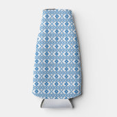 Etnische Letse blauwe en witte tribale volkskunst Flesjeskoeler (Voorkant)