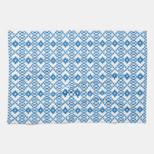 Etnische Letse blauwe en witte tribale volkskunst Theedoek (Horizontaal)