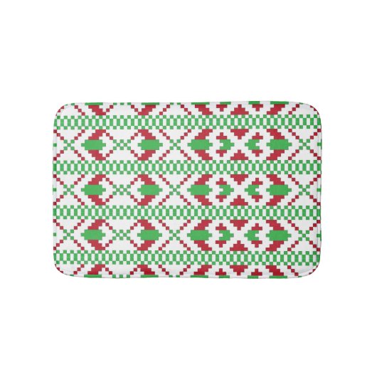 Etnische Letse groene en rode tribale volkskunst Badmat (Voorkant)