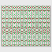 Etnische Letse groene en rode tribale volkskunst Cadeaupapier (Vlak)