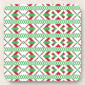Etnische Letse groene en rode tribale volkskunst Drankjes Onderzetter (Voorkant)