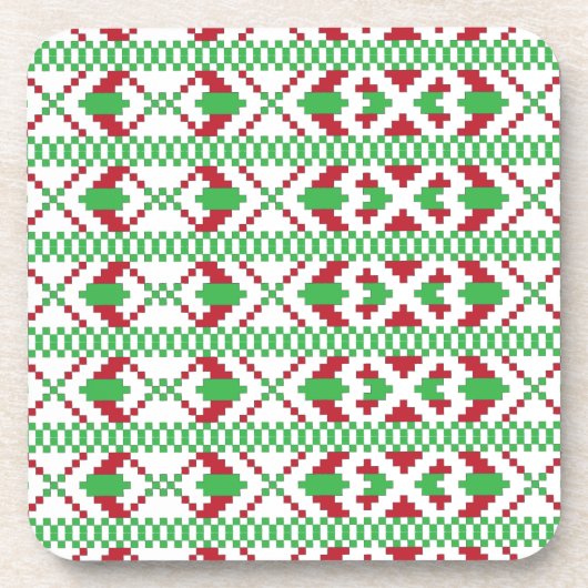 Etnische Letse groene en rode tribale volkskunst Drankjes Onderzetter (Voorkant)