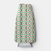 Etnische Letse groene en rode tribale volkskunst Flesjeskoeler (Voorkant)