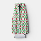 Etnische Letse groene en rode tribale volkskunst Flesjeskoeler (Achterkant)