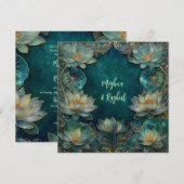 Etnische Lotus Groen Goud Indiase bruiloft Kaart (Voorkant / Achterkant)