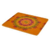Etnische Mandala Monogram.Oranje achtergrond. Snijplank (Hoek)