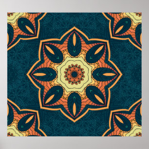 Etnische mandala: naadloos patroon poster