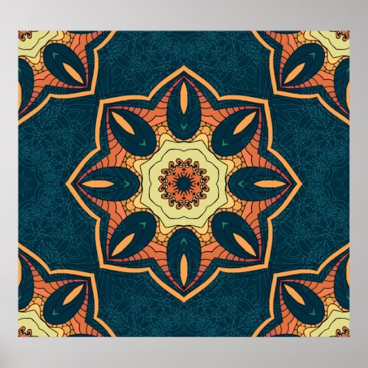 Etnische mandala: naadloos patroon poster (Voorkant)
