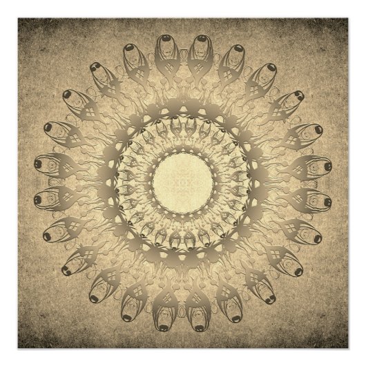 etnische mandala op grunge achtergrond perfect poster (Voorkant)