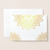 Etnische mandala wit indiase bruiloft goudfolie Ka Folie Kaarten (Voorkant met envelop)
