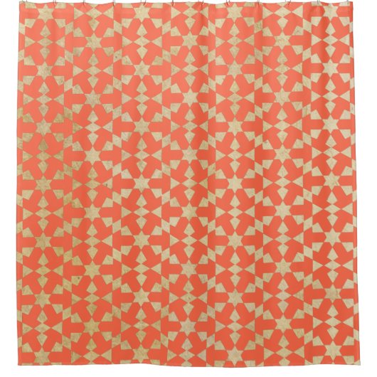 Etnische Marokkaanse geometrische mozaïekpatroon Douchegordijn (Voorkant)