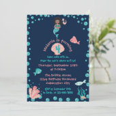 Etnische Meermin met Zeepaardje | 4e verjaardagsfe Kaart (Staand voorkant)