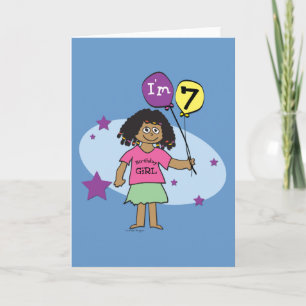 Etnische meisjes Ik ben 7 7e verjaardag Kaart