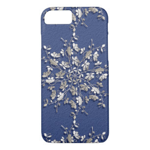 Etnische metallische mandala op blauwe achtergrond 	iPhone 8/7 hoesje