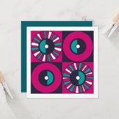 Etnische Mid Century Modern Magenta Blauwgroen Bla Kaart (Voorkant / Achterkant in situ)