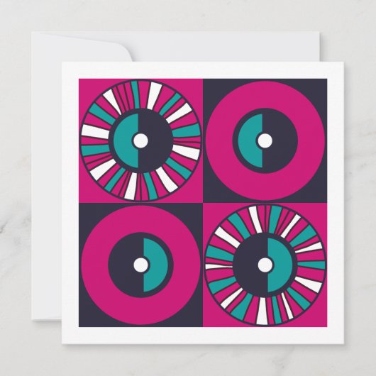 Etnische Mid Century Modern Magenta Blauwgroen Bla Kaart (Voorkant)