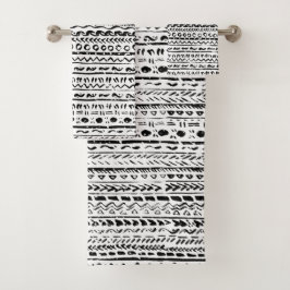 Etnische modderpatronen voor zwarte en witte triba bad handdoek