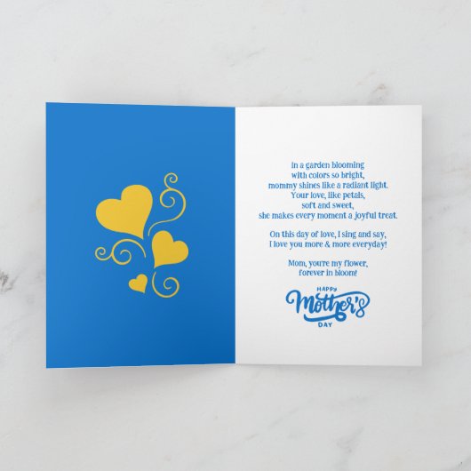 Etnische Moeder & Zoon Blauw/Geel Gelukkige Moeder Kaart (Binnen)
