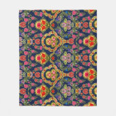Etnische Mogal Bloemen: Blauw naadloos patroon Fleece Deken (Voorkant)