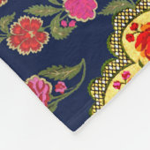 Etnische Mogal Bloemen: Blauw naadloos patroon Fleece Deken (Hoek)