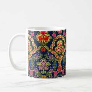 Etnische Mogal Bloemen: Blauw naadloos patroon Koffiemok